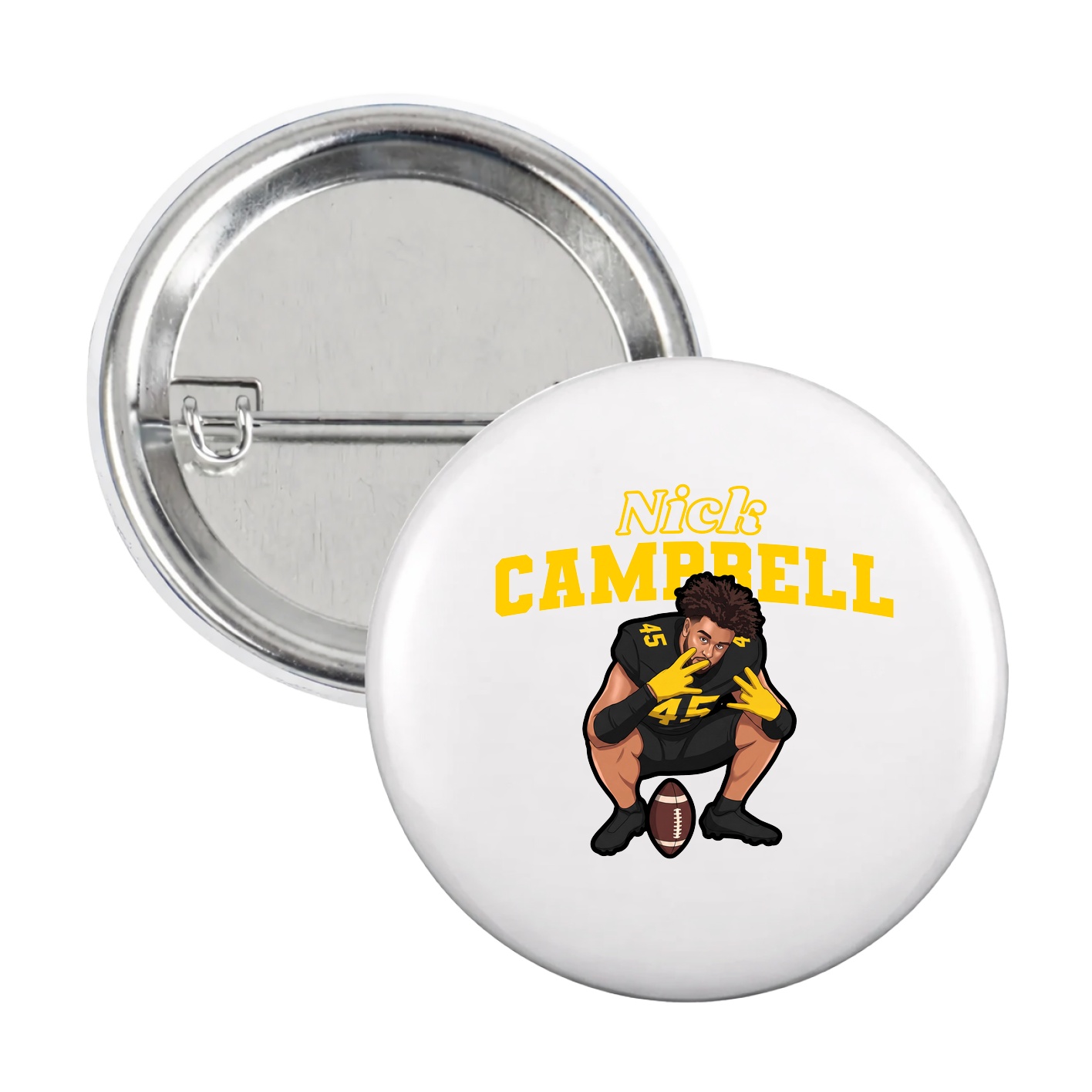Game Day Button — Name Arch in White