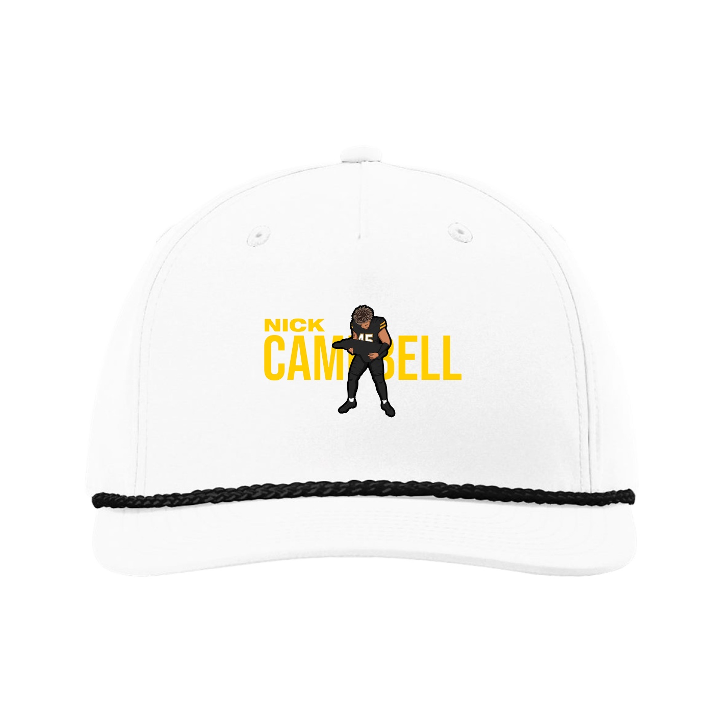 Five-Panel Classic Rope Cap — Player Name in White