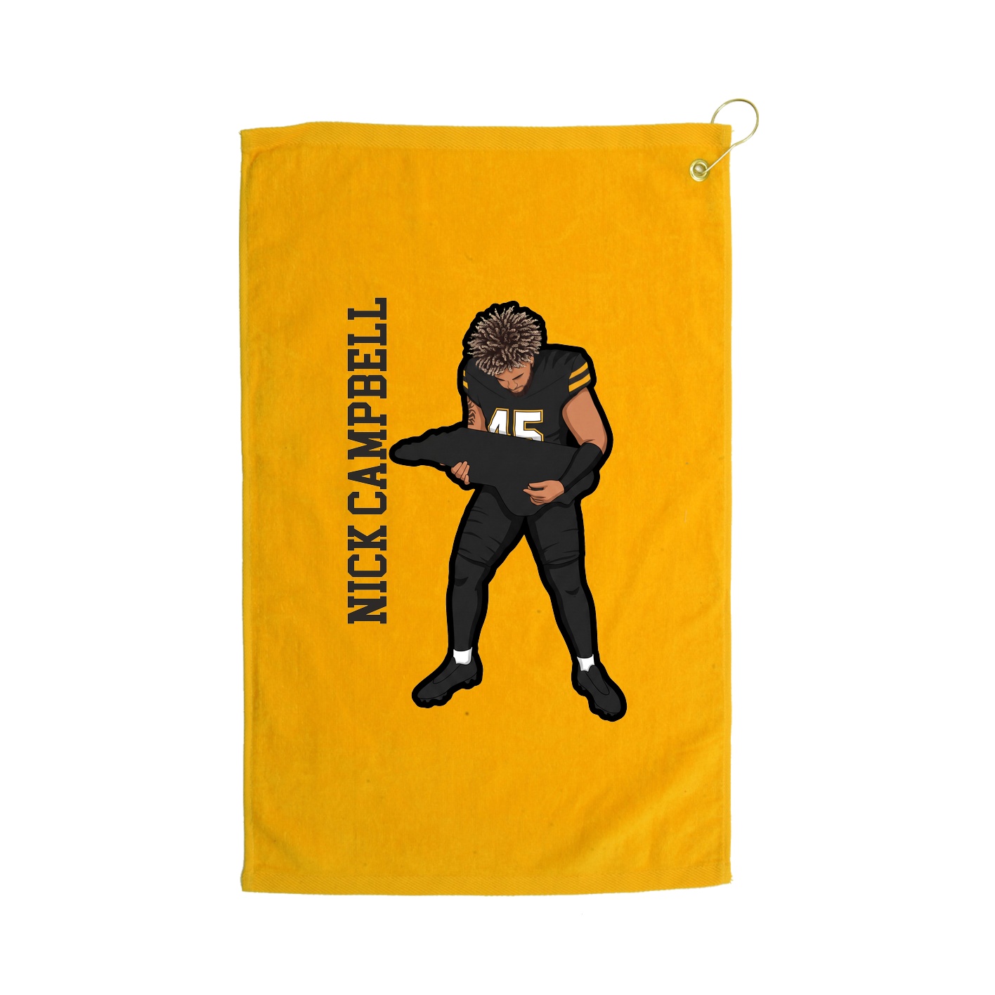 Golf Towel — Name Vertical in Gold