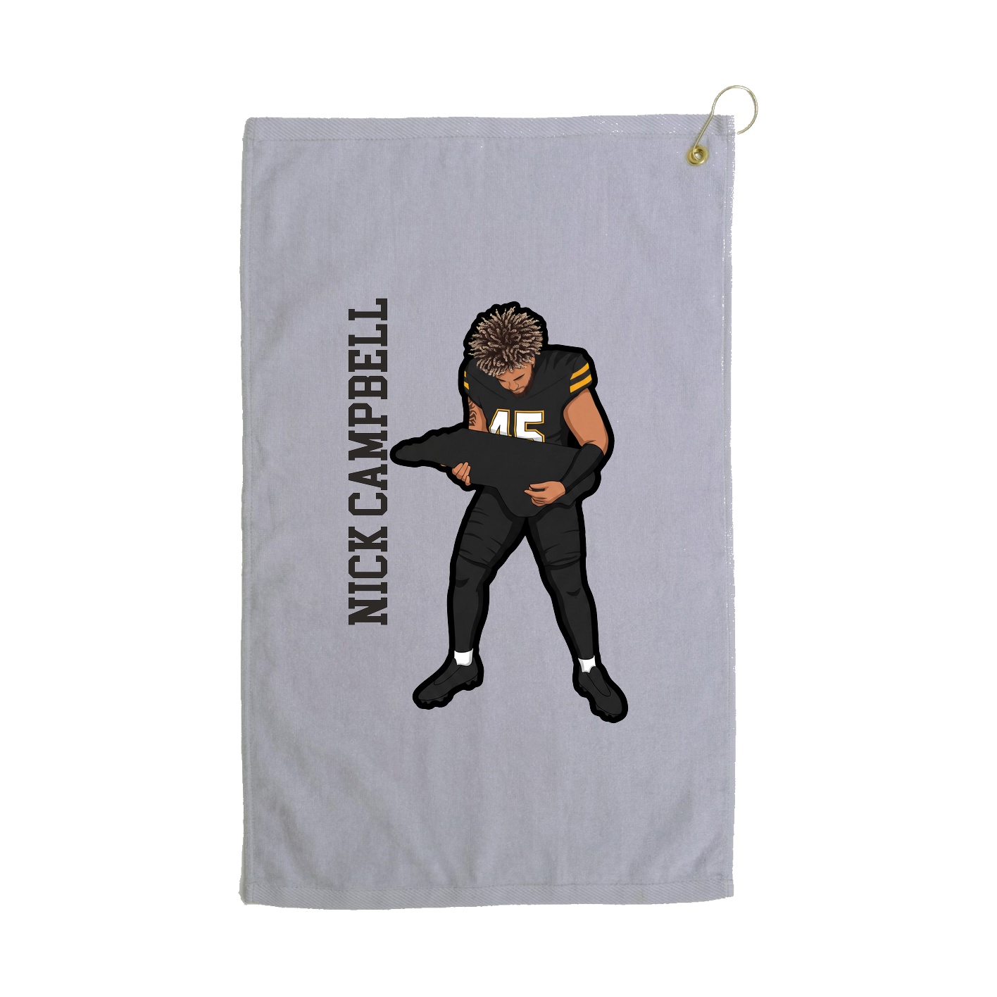 Golf Towel — Name Vertical in Grey