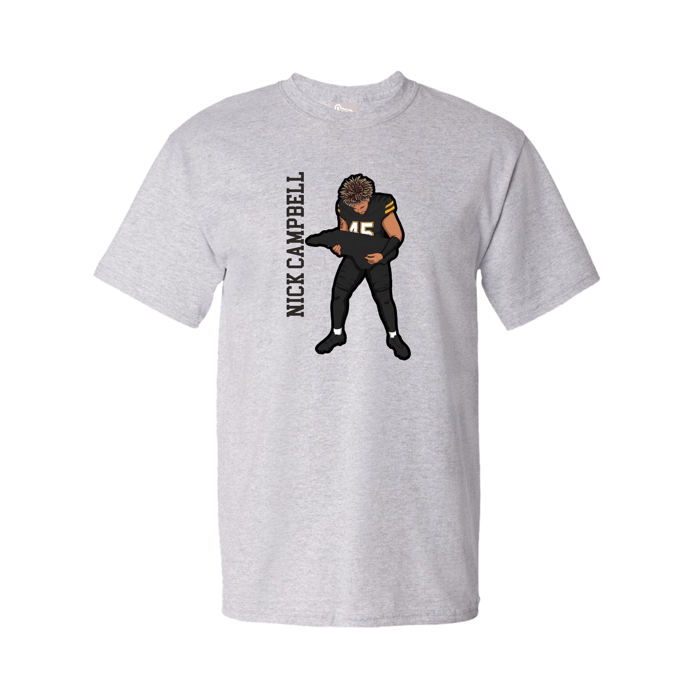 Youth Tee — Name Vertical in Grey