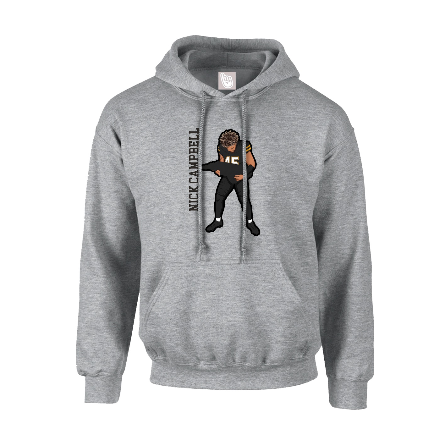 Hoodie — Name Vertical in Grey