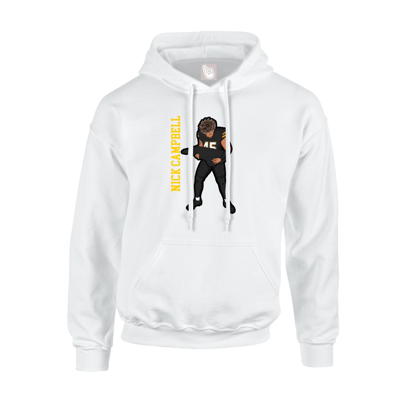 Youth Hoodie — Name Vertical in White