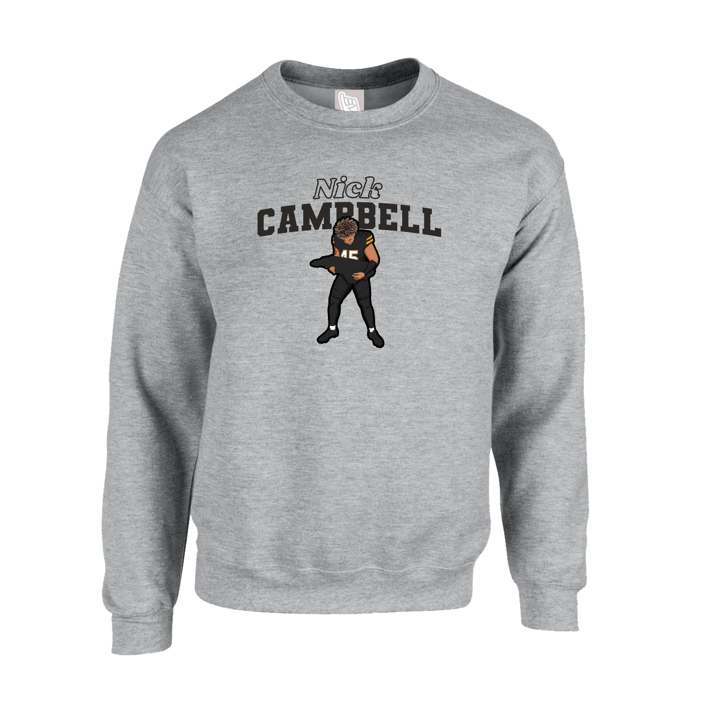 Fleece Crew — Name Arch in Grey