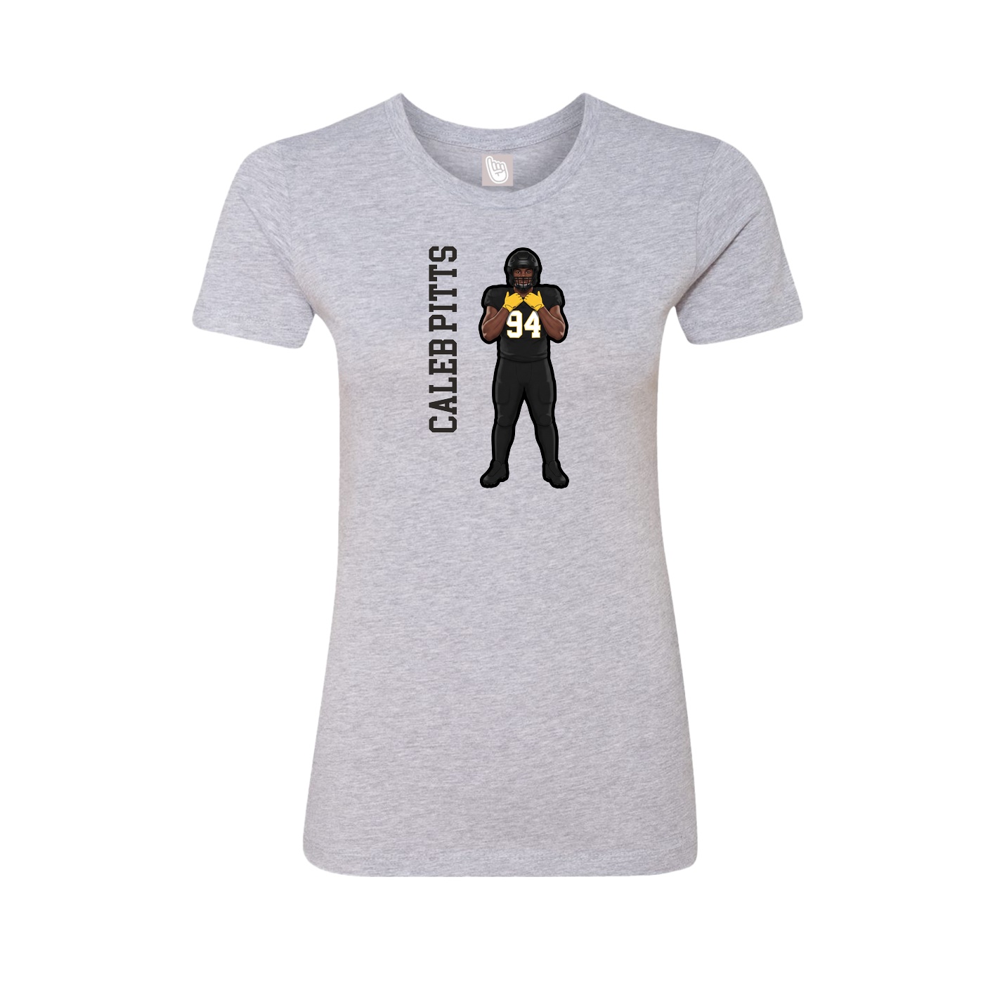 Fitted Women's Tee — Name Vertical in Grey