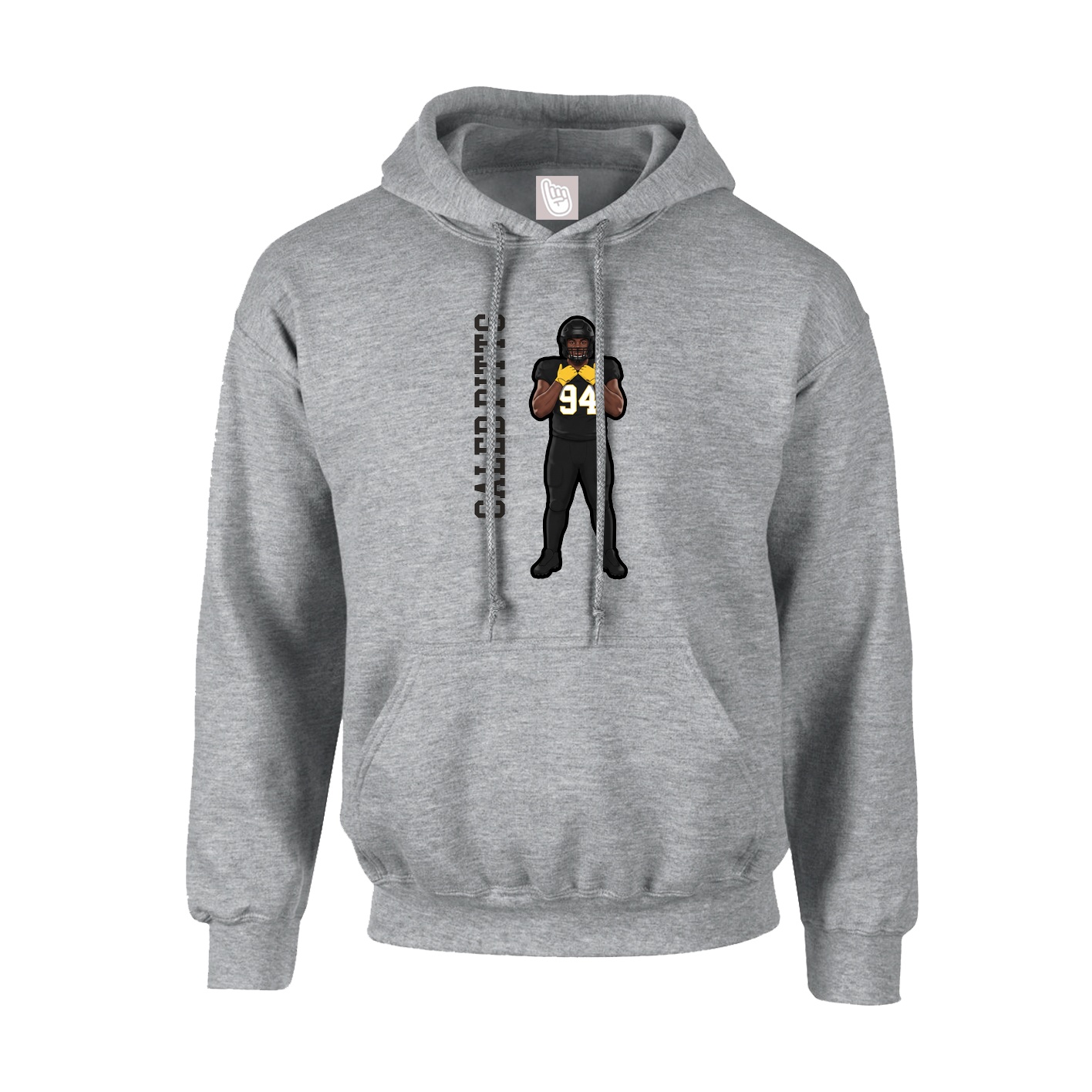 Hoodie — Name Vertical in Grey
