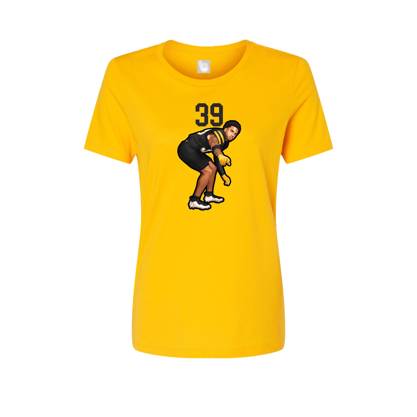 Fitted Women's Tee — Number Top in Gold