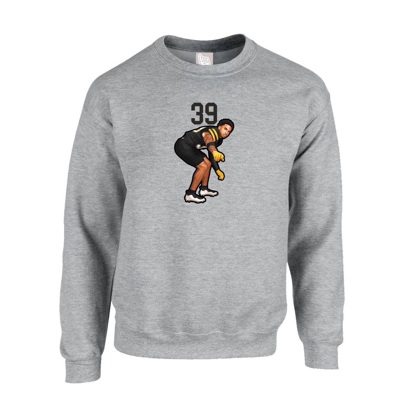 Fleece Crew — Number Top in Grey