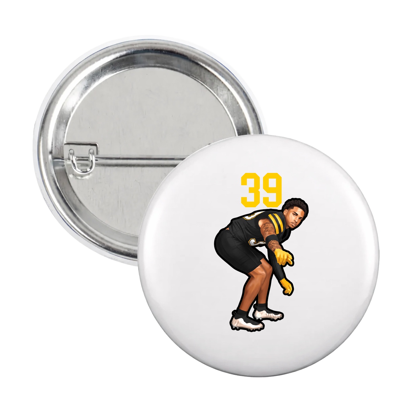 Game Day Button — Number Top in White