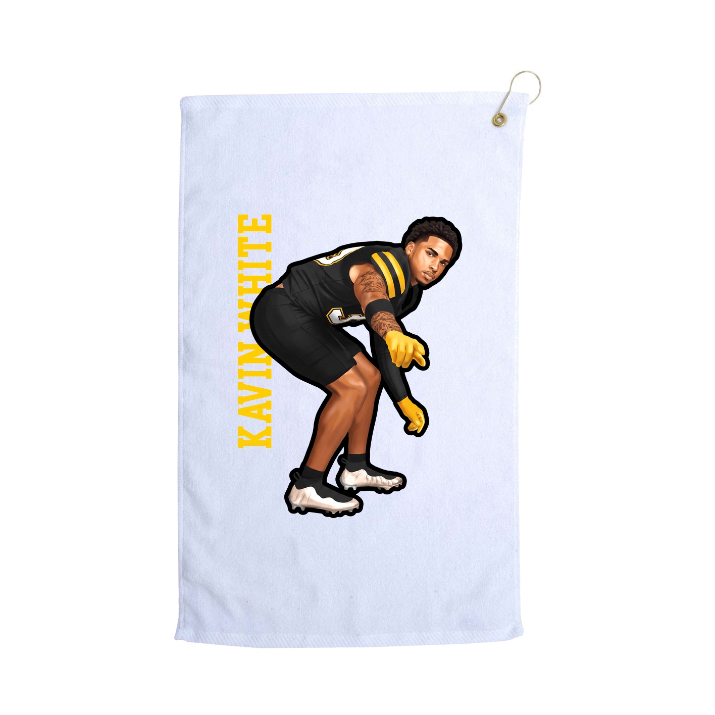 Golf Towel — Name Vertical in White
