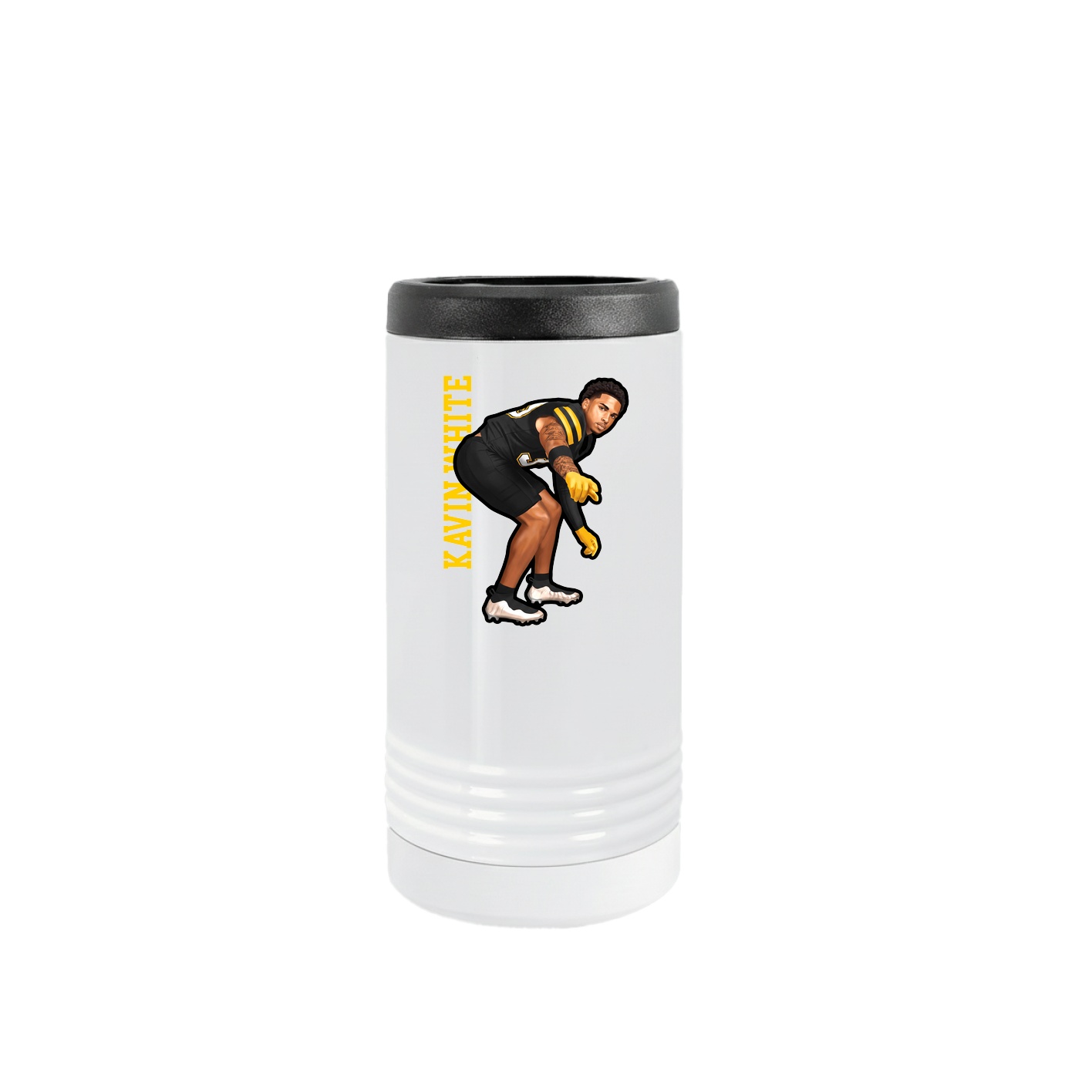 Slim Beverage Holder — Name Vertical in White