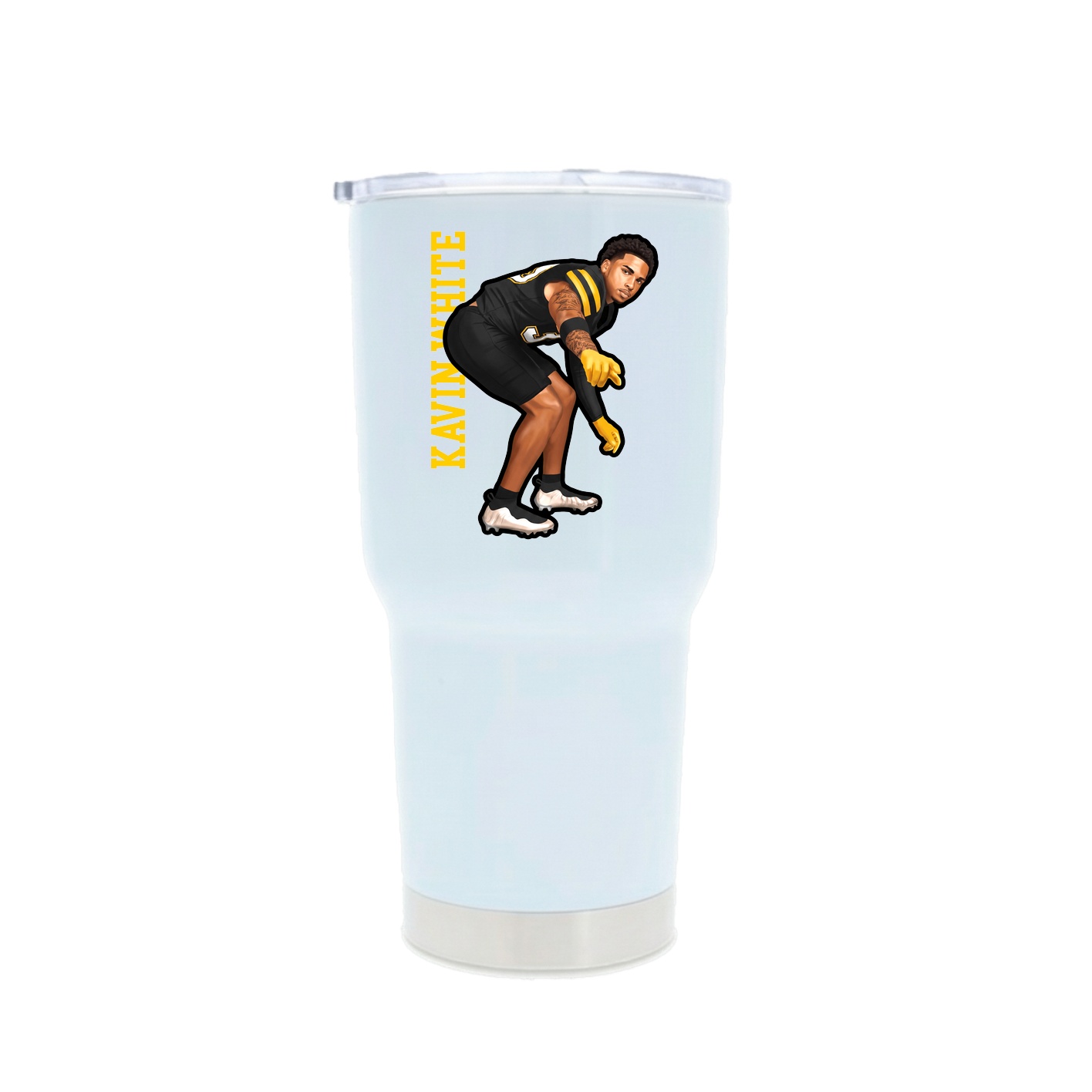 30oz Stainless Steel Tumbler — Name Vertical in White