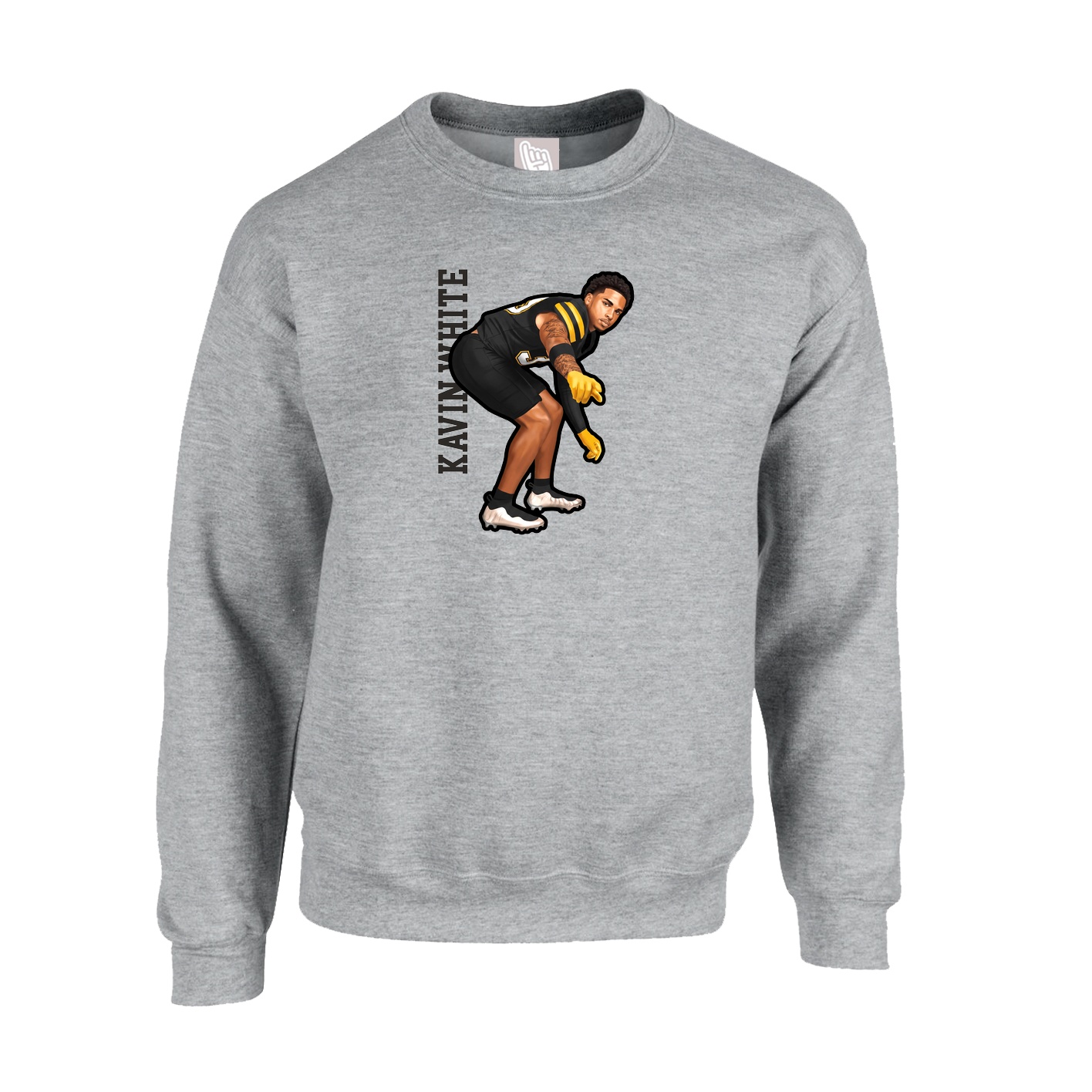 Fleece Crew — Name Vertical in Grey