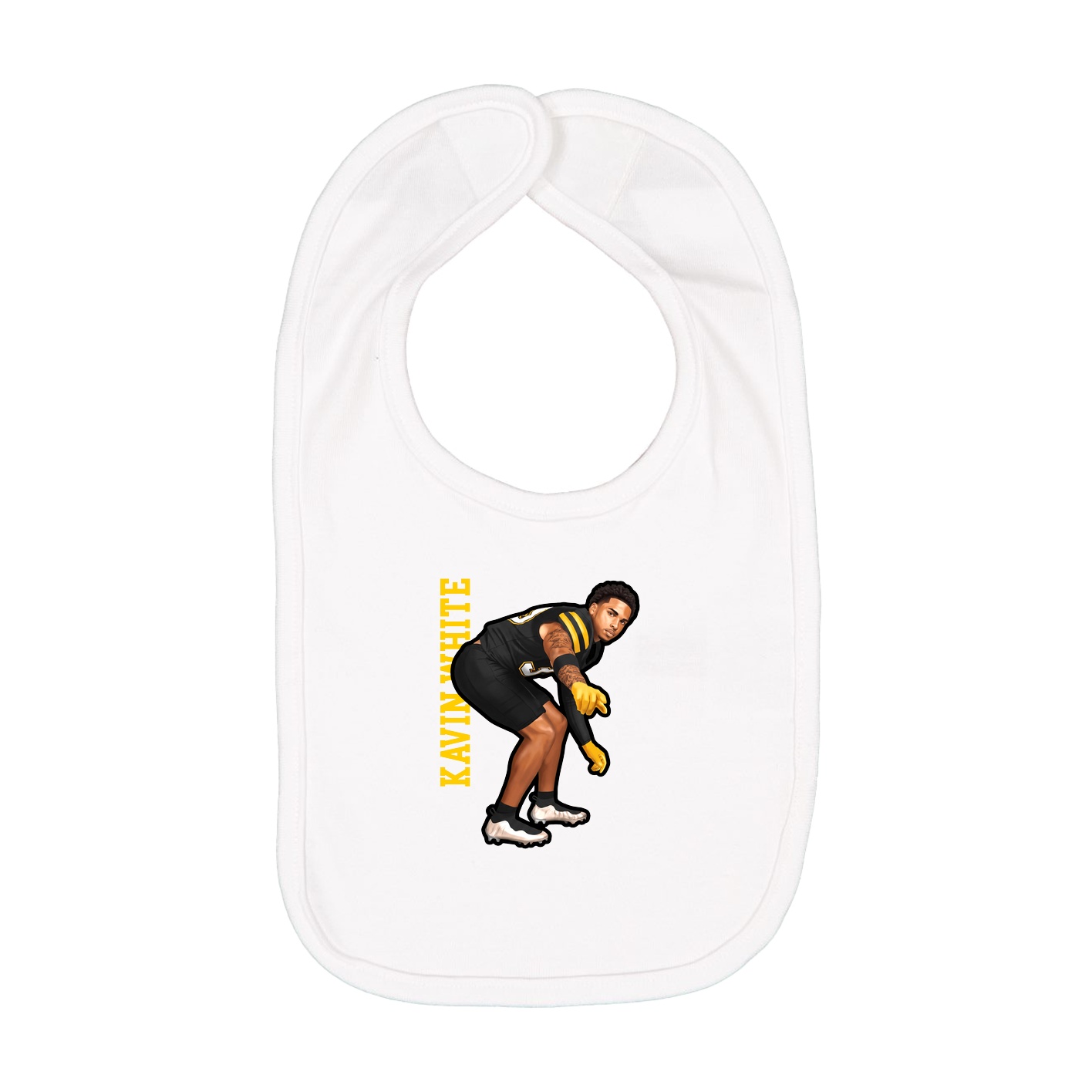 Infant Bib — Name Vertical in White
