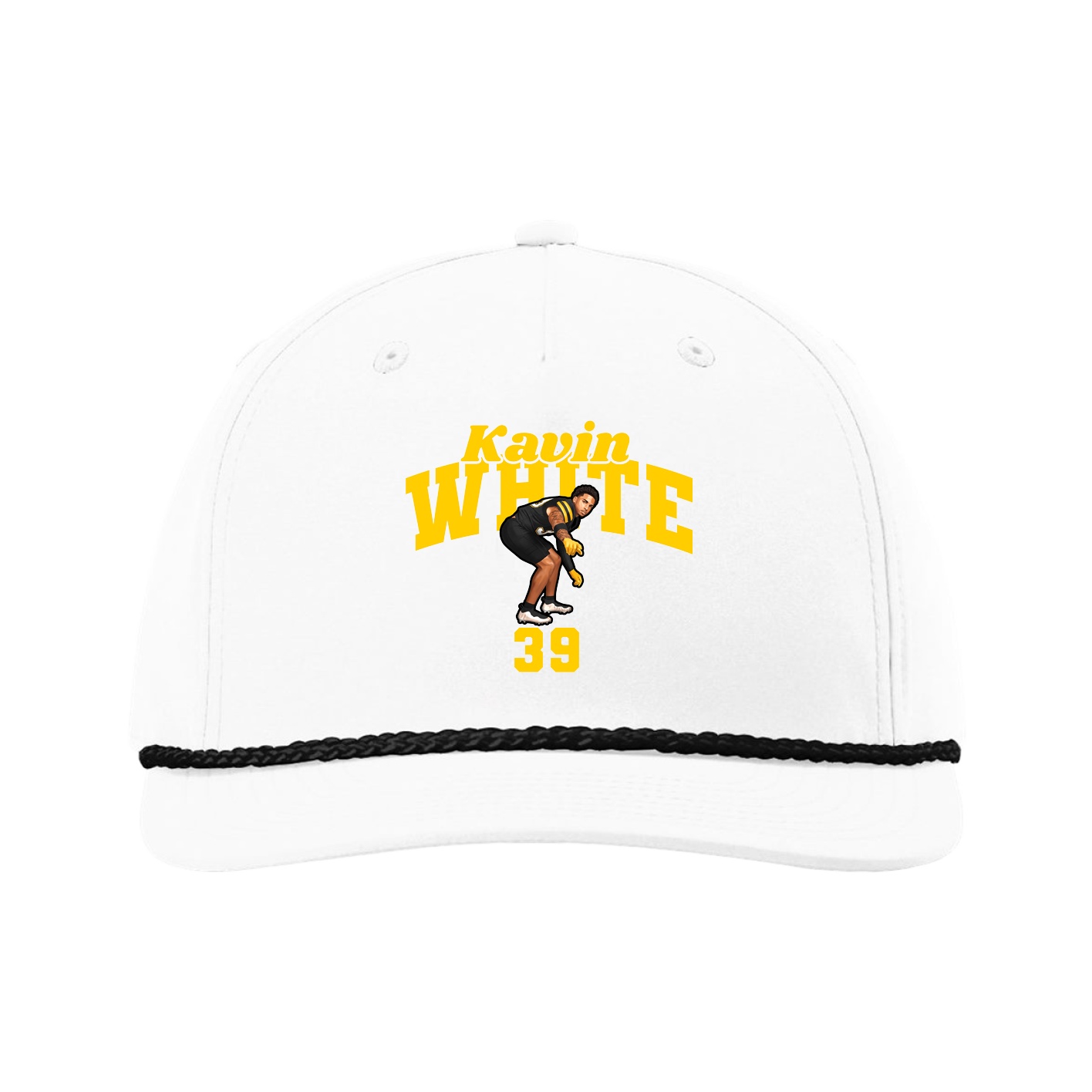 Five-Panel Classic Rope Cap — Signature Arch in White