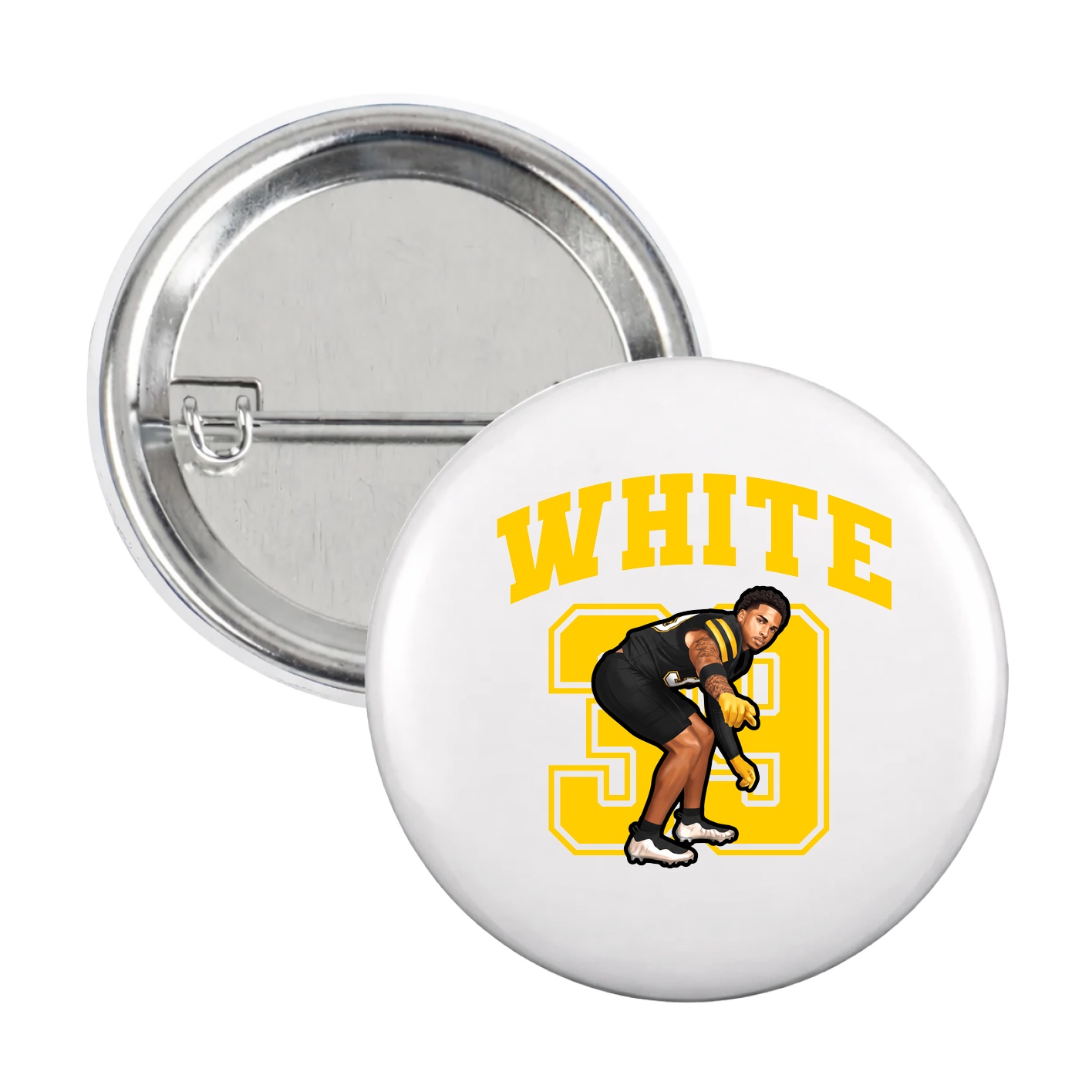 Game Day Button — Number in White