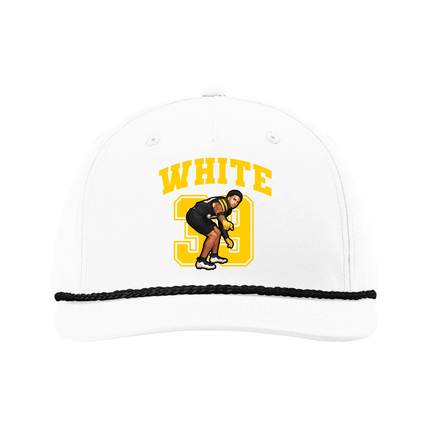 Five-Panel Classic Rope Cap — Number in White