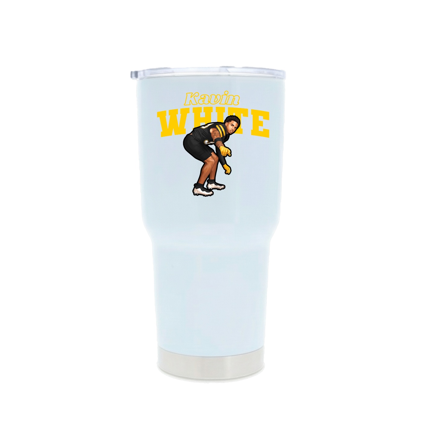 30oz Stainless Steel Tumbler — Name Arch in White
