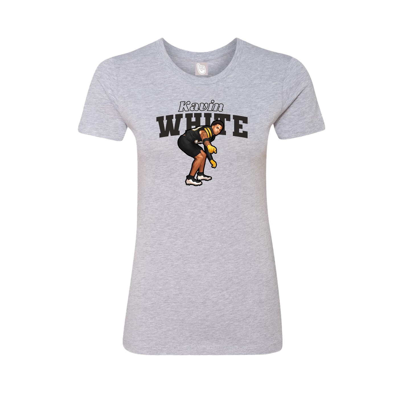 Fitted Women's Tee — Name Arch in Grey