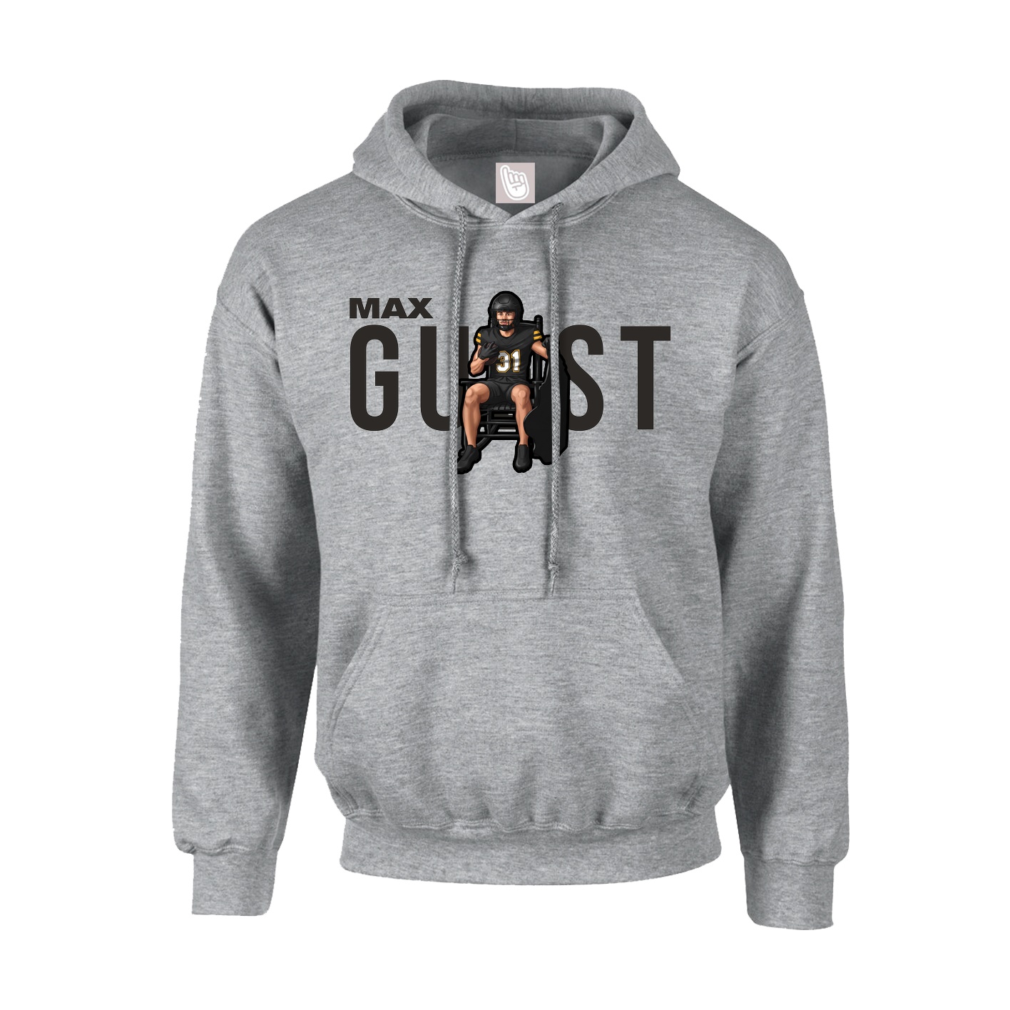 Youth Hoodie — Player Name in Grey