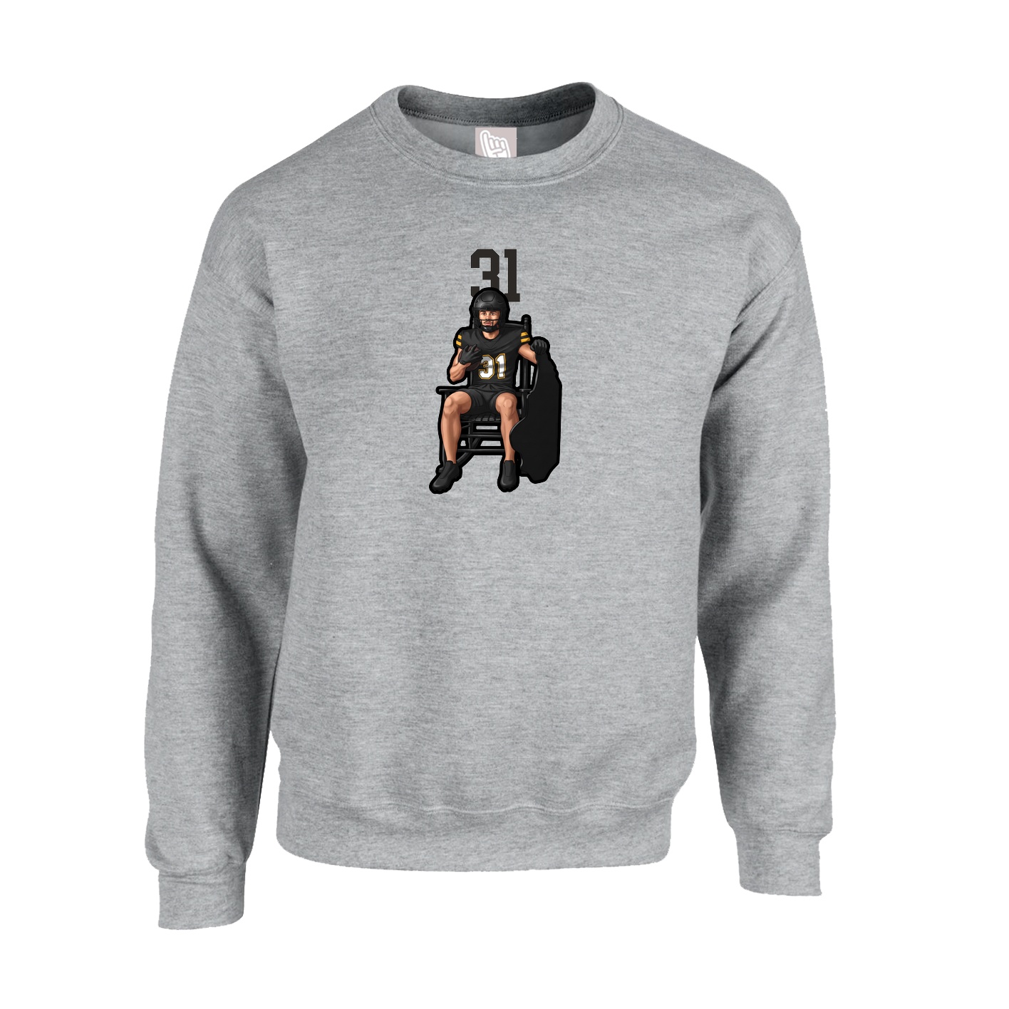 Fleece Crew — Number Top in Grey
