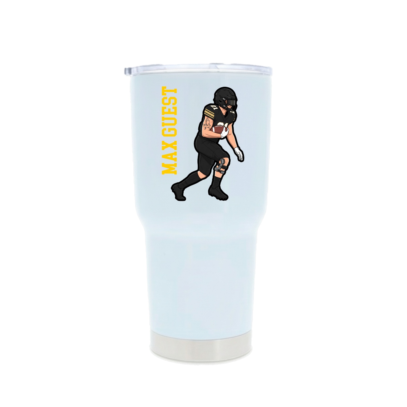 30oz Stainless Steel Tumbler — Name Vertical in White