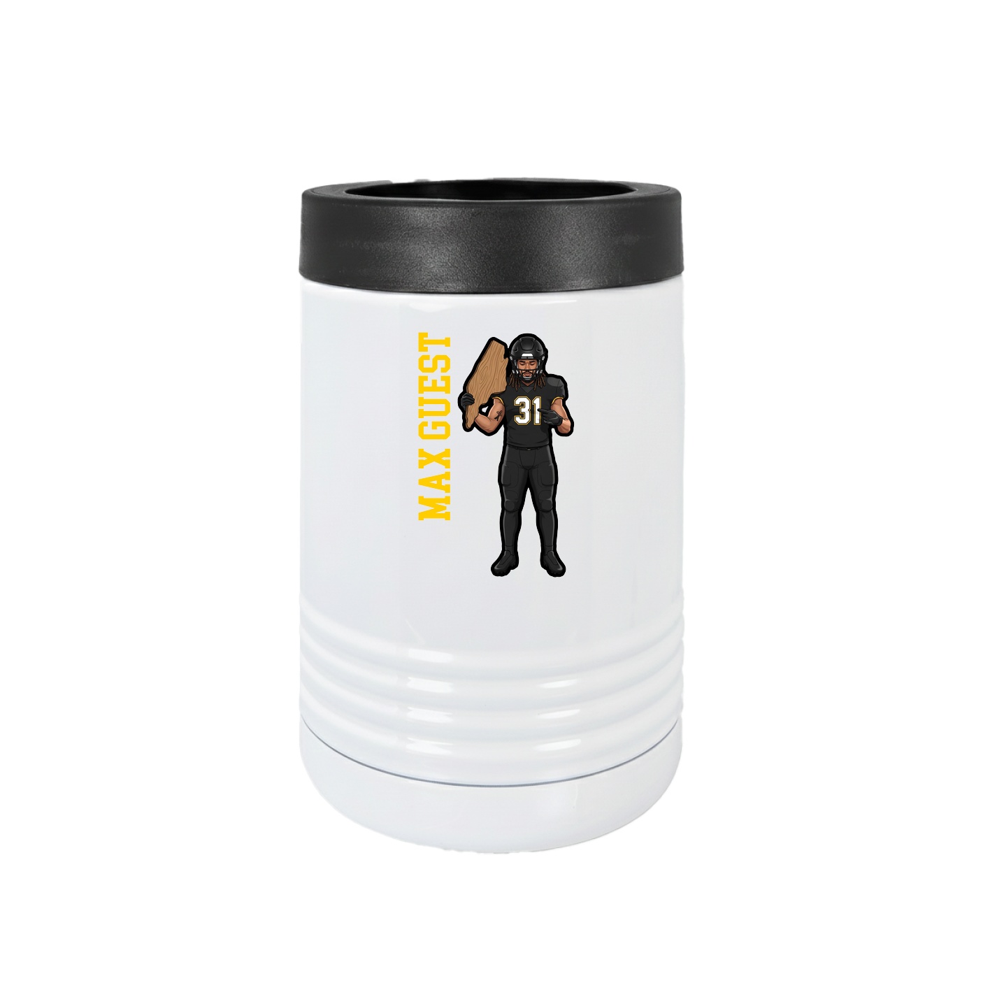 Beverage Holder — Name Vertical in White