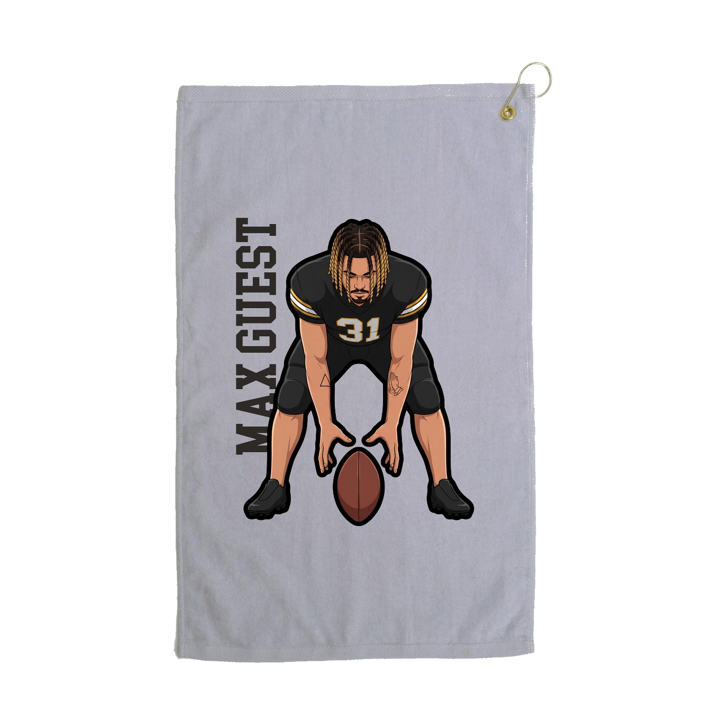 Golf Towel — Name Vertical in Grey