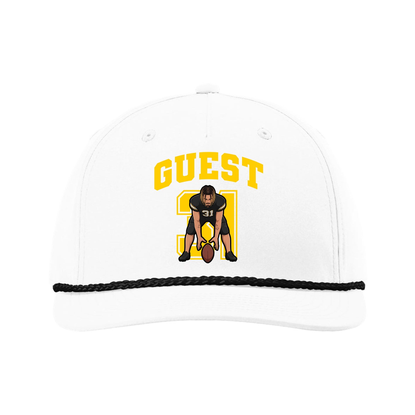 Five-Panel Classic Rope Cap — Number in White