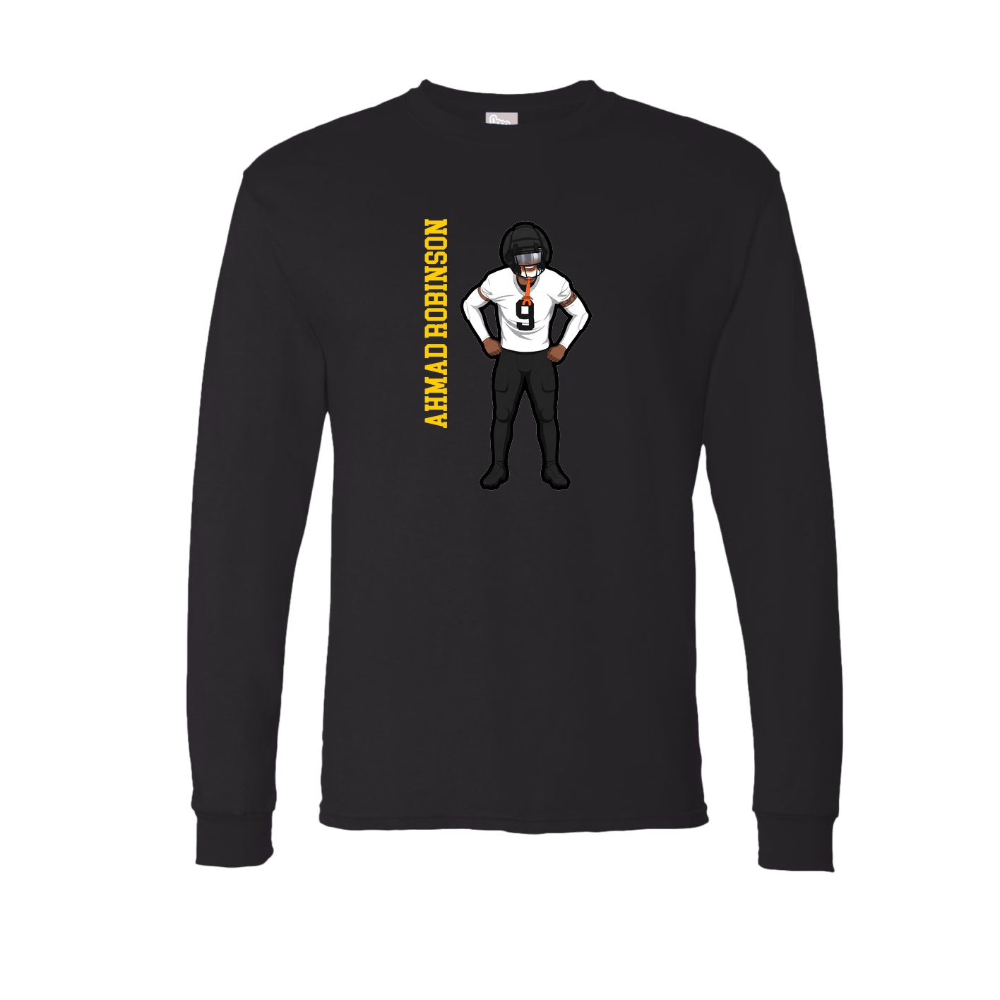 Long Sleeve Tee — Name Vertical in Black