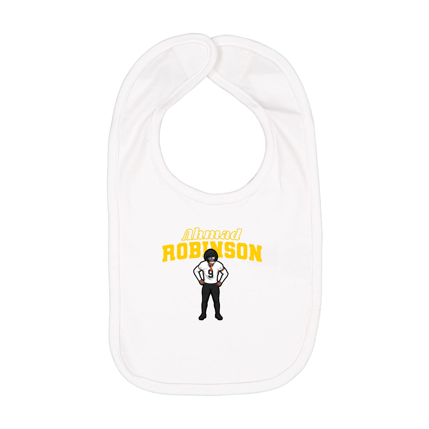 Infant Bib — Name Arch in White