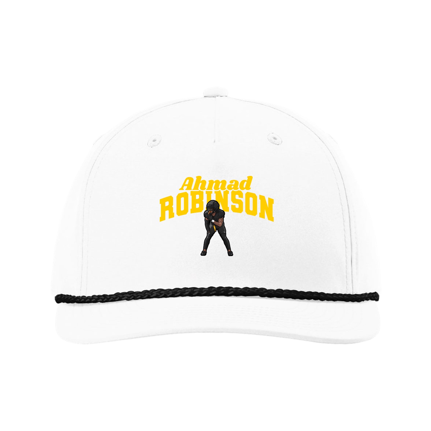 Five-Panel Classic Rope Cap — Signature Arch in White