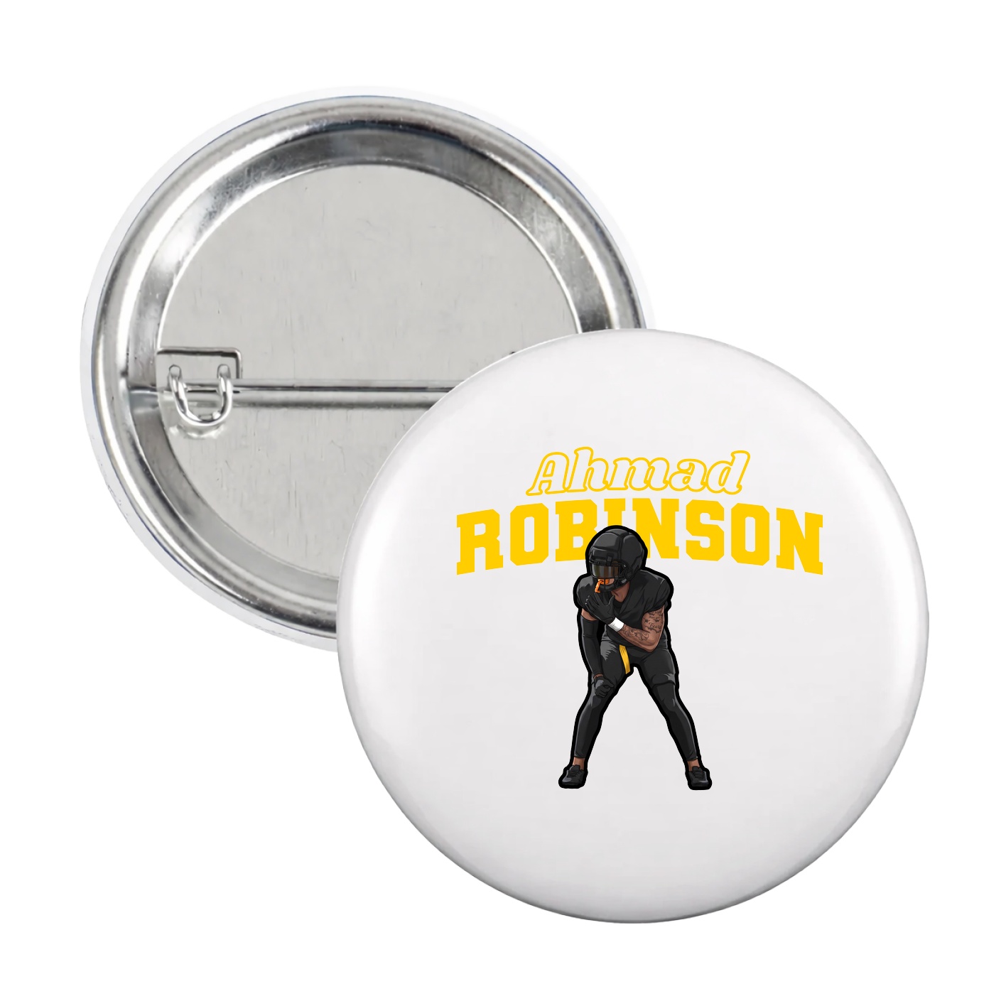 Game Day Button — Name Arch in White