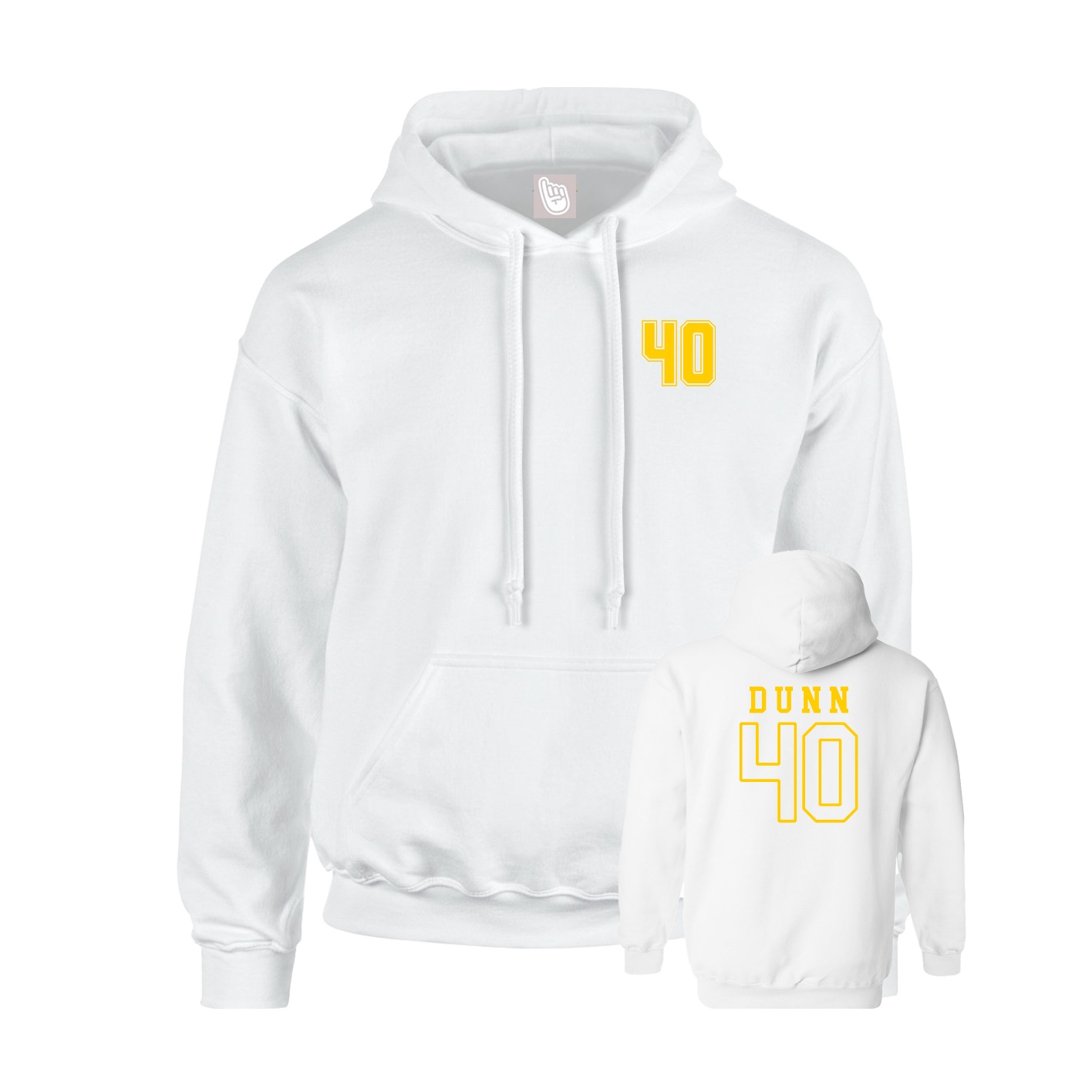 Youth Hoodie — Chest Back in White