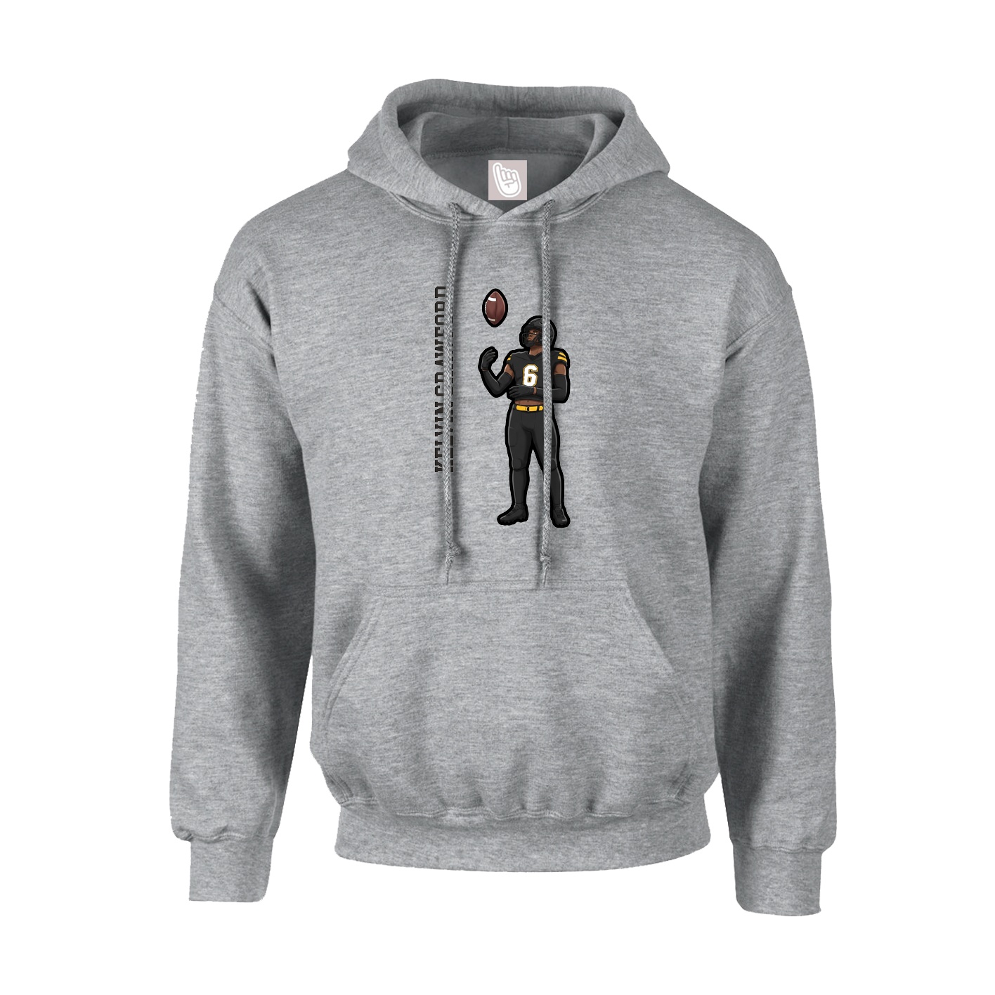 Hoodie — Name Vertical in Grey