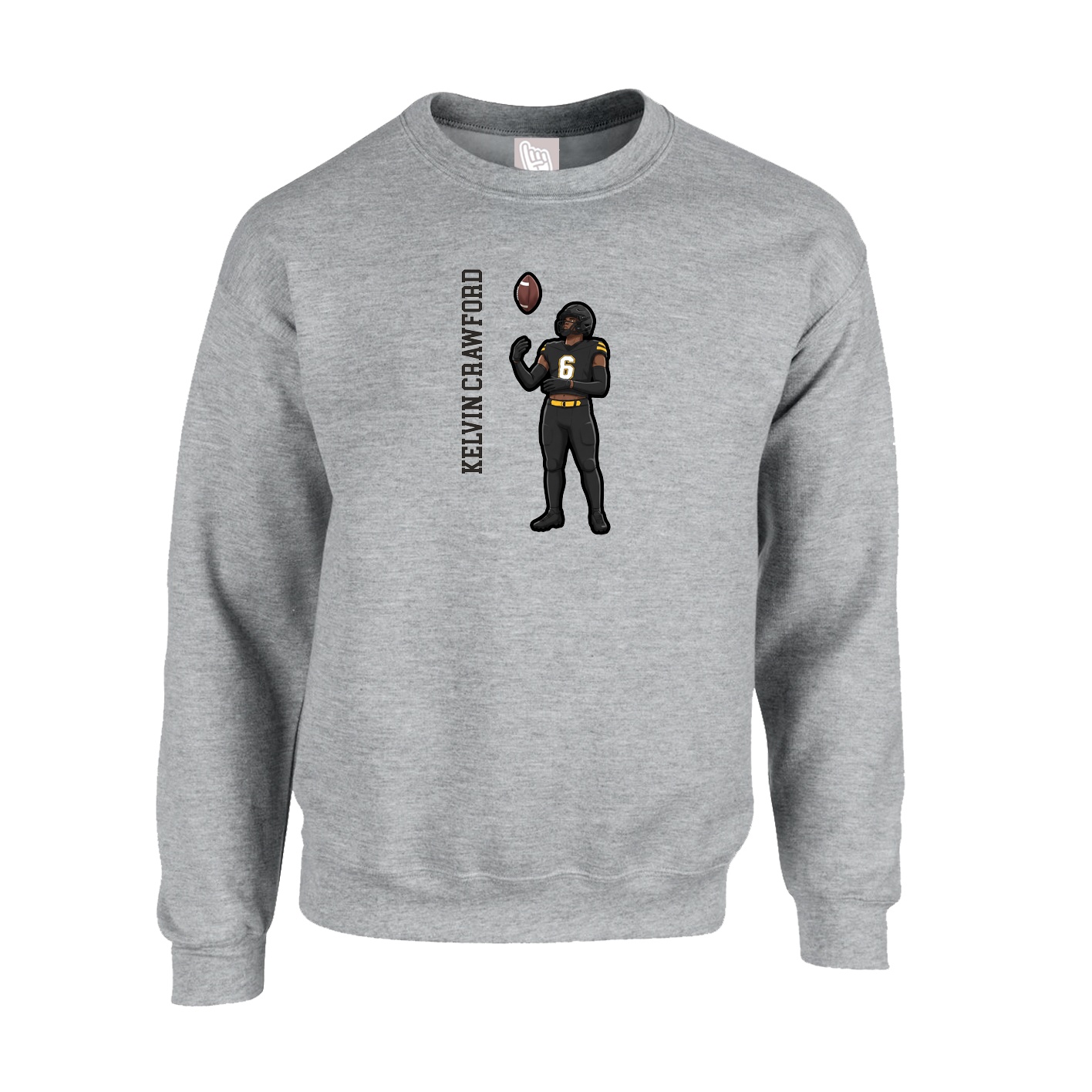 Fleece Crew — Name Vertical in Grey