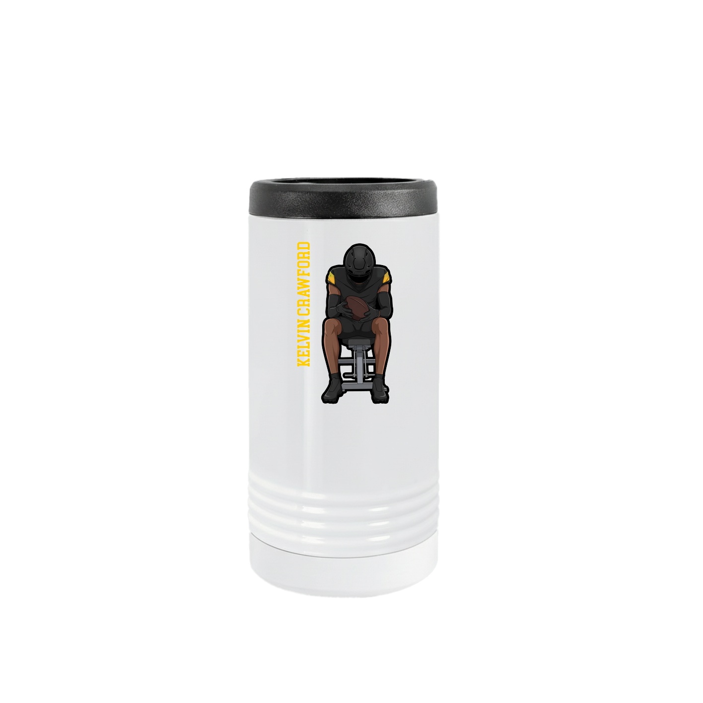 Slim Beverage Holder — Name Vertical in White
