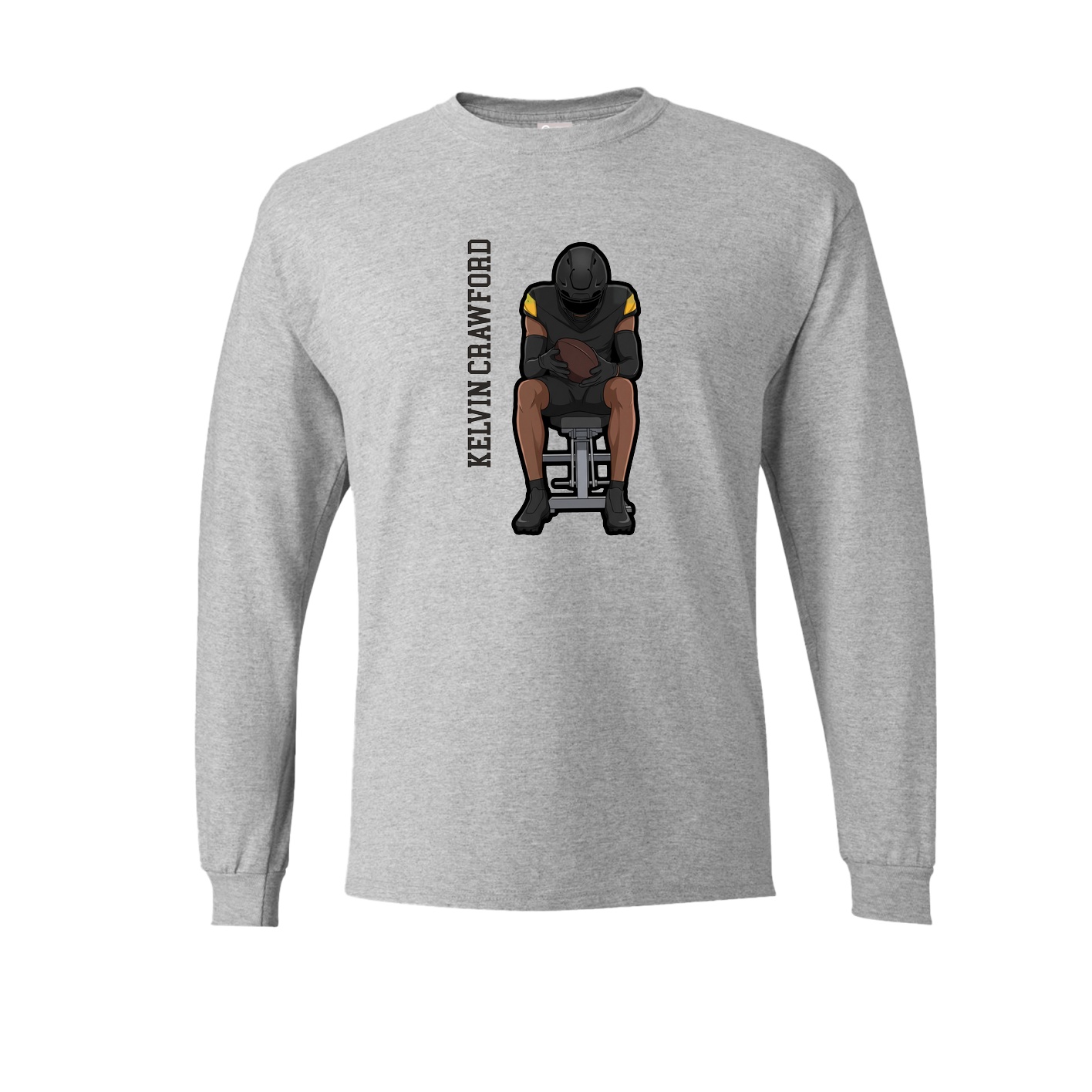 Long Sleeve Tee — Name Vertical in Grey