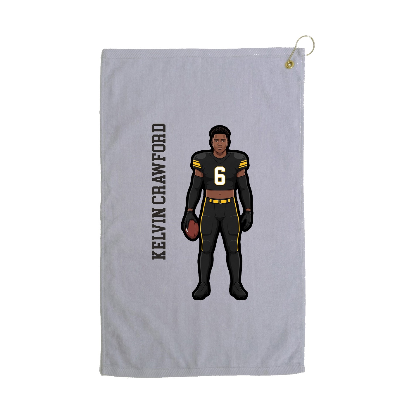 Golf Towel — Name Vertical in Grey