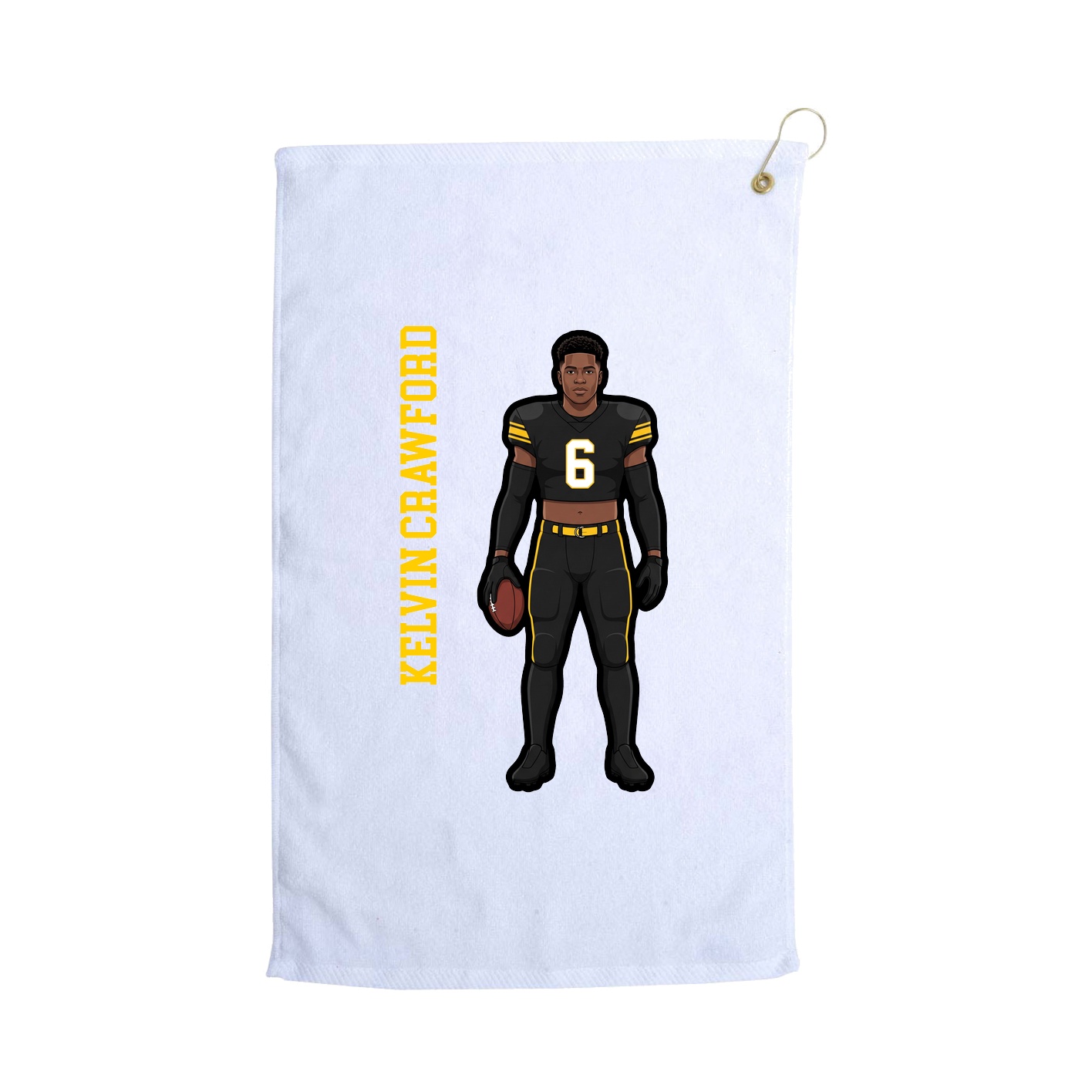 Golf Towel — Name Vertical in White