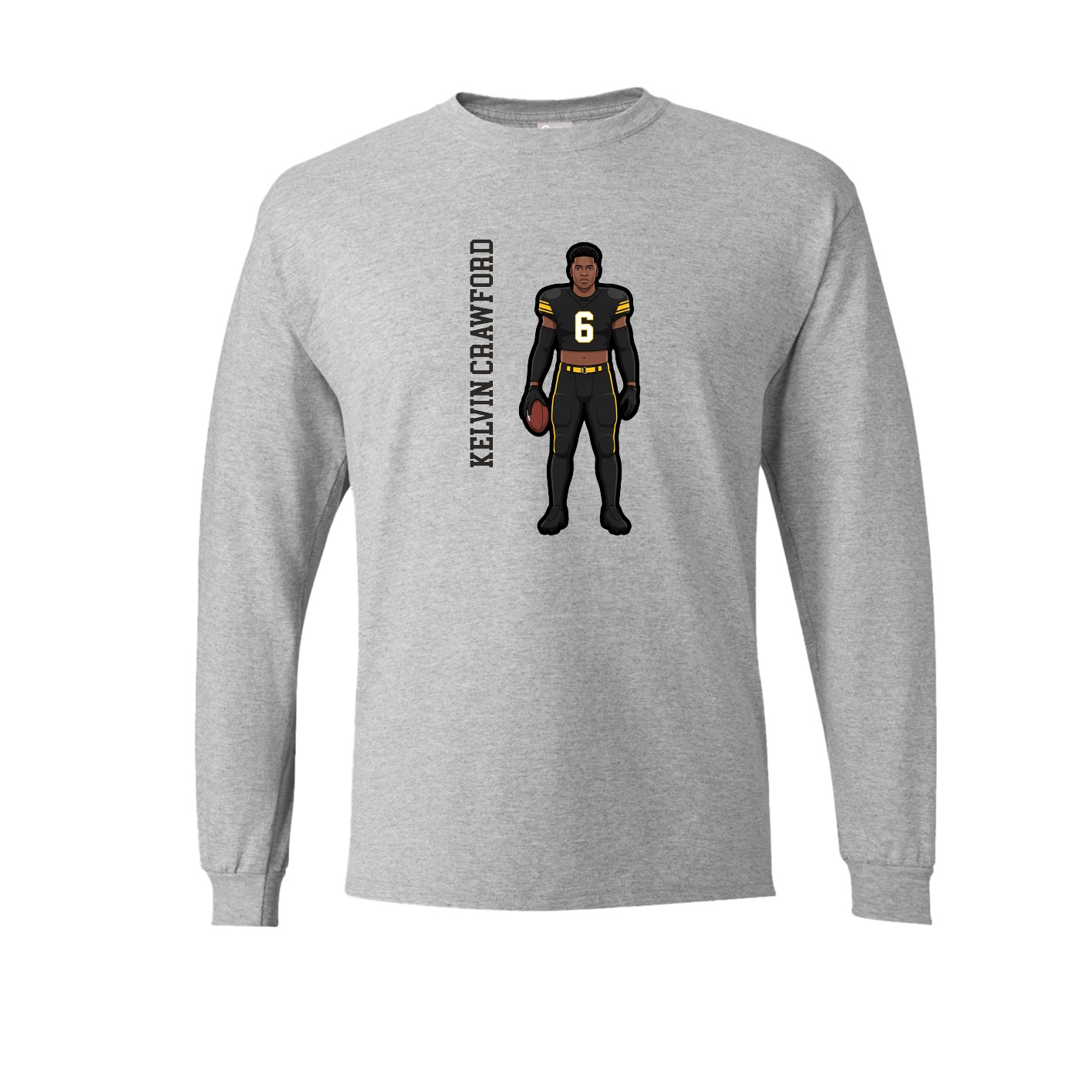 Long Sleeve Tee — Name Vertical in Grey