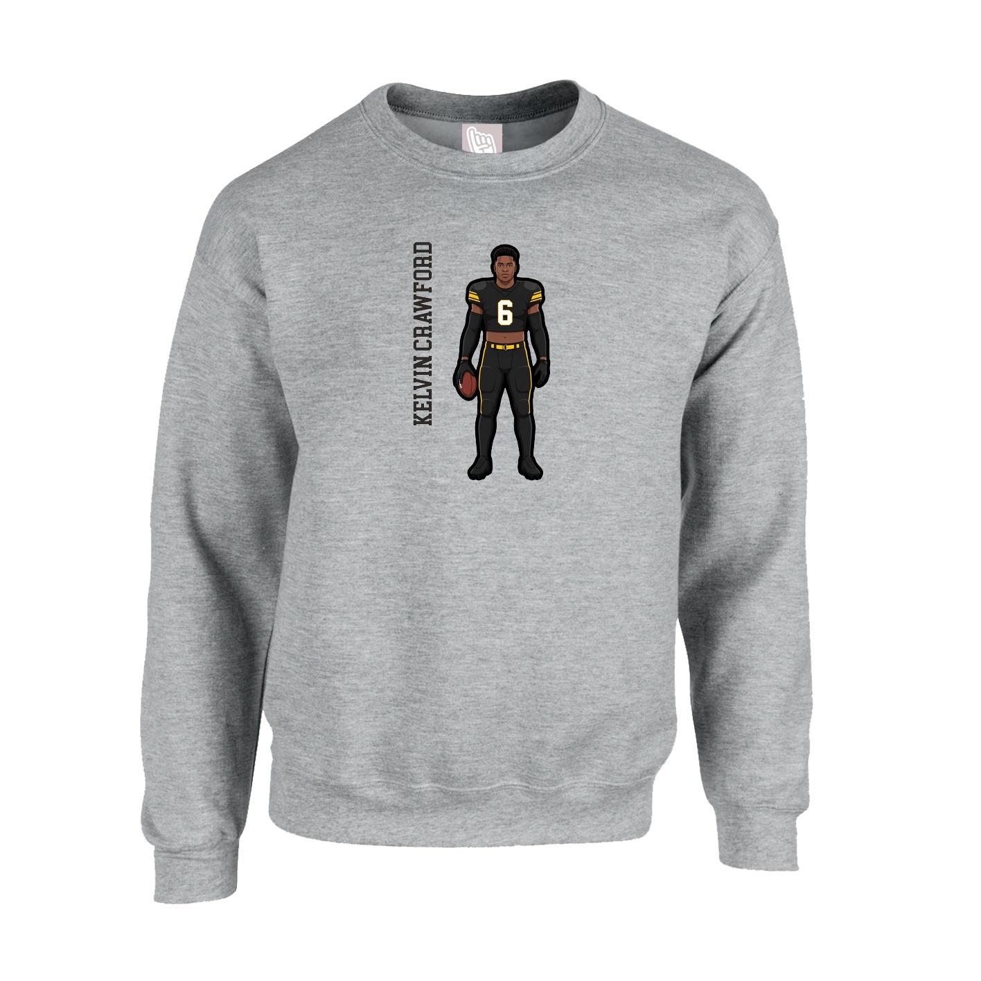 Fleece Crew — Name Vertical in Grey
