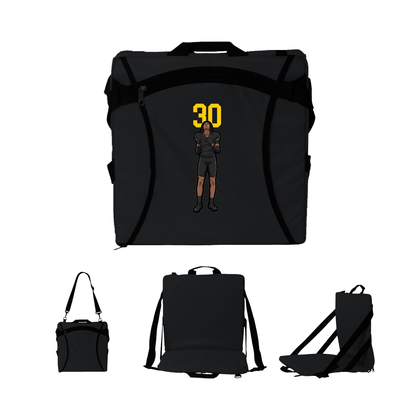 Folding Stadium Seat — Number Top in Black