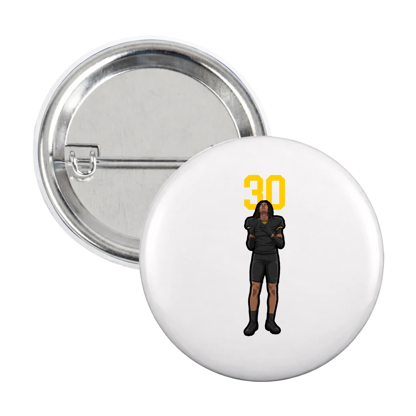 Game Day Button — Number Top in White