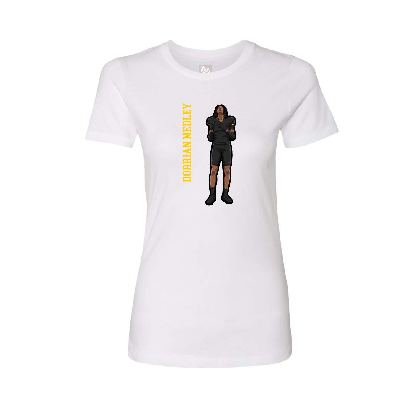 Fitted Women's Tee — Name Vertical in White