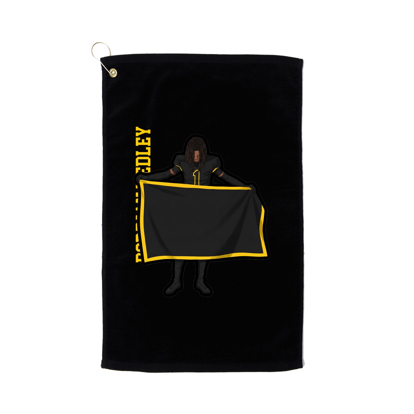 Golf Towel — Name Vertical in Black