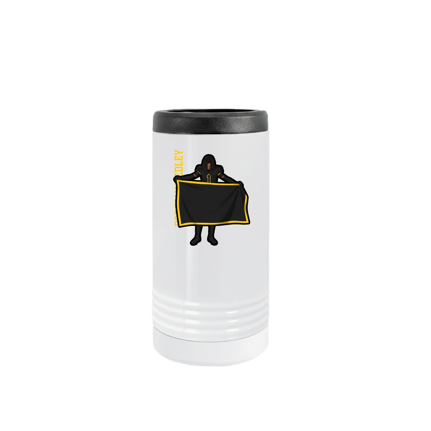 Slim Beverage Holder — Name Vertical in White