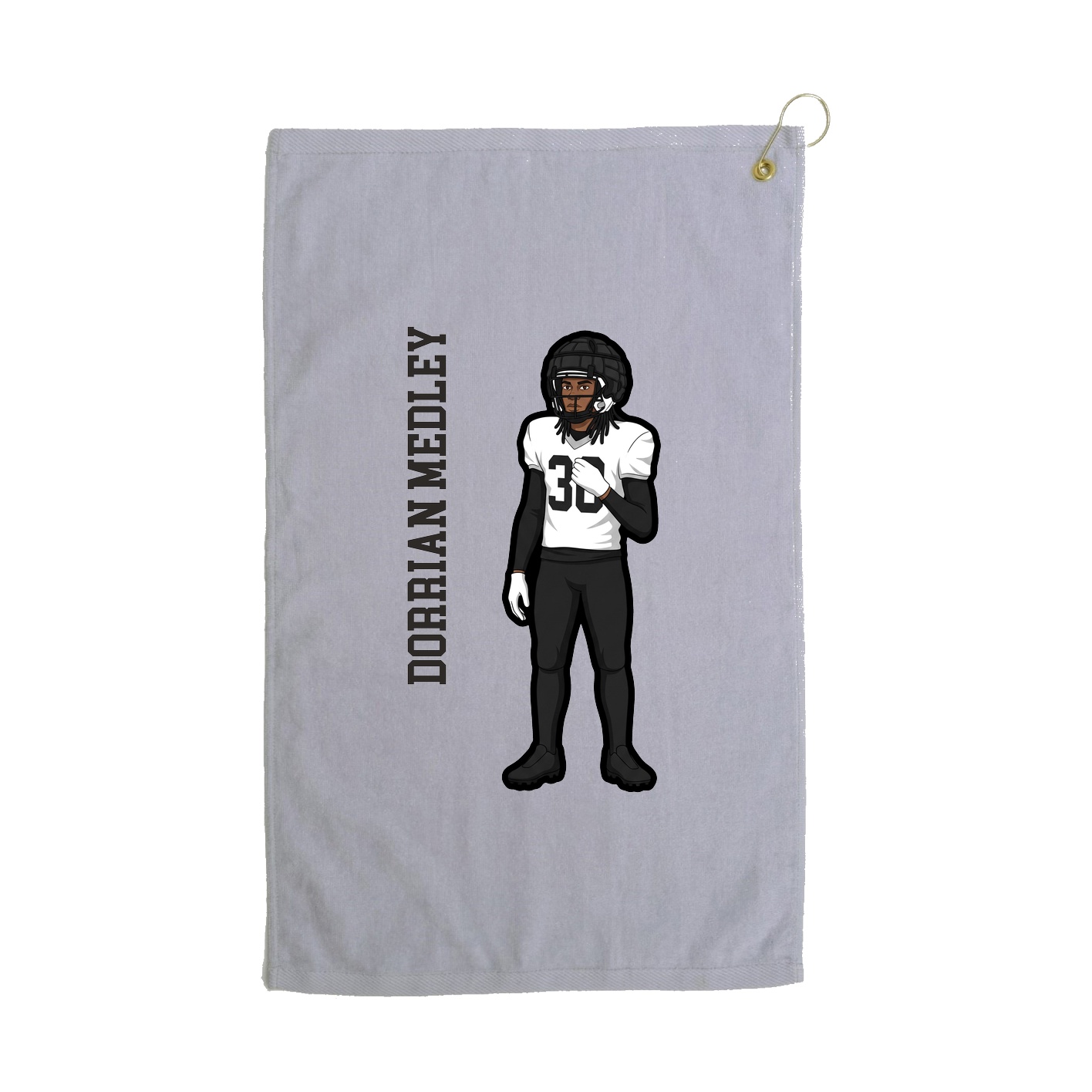 Golf Towel — Name Vertical in Grey