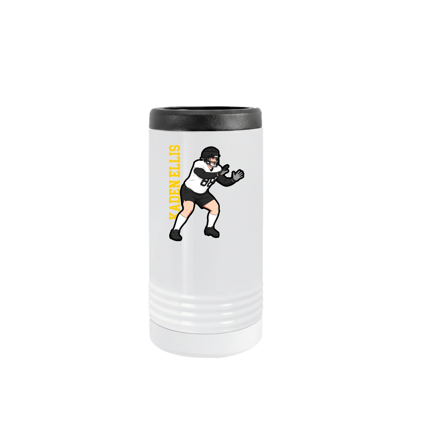 Slim Beverage Holder — Name Vertical in White
