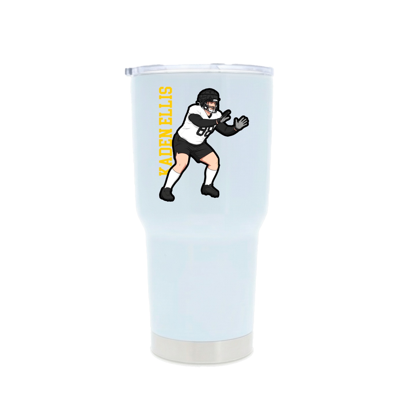 30oz Stainless Steel Tumbler — Name Vertical in White